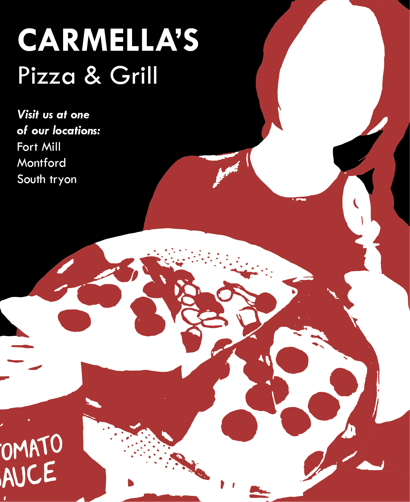 Image of Carmellas Pizza and Grill Print Ad