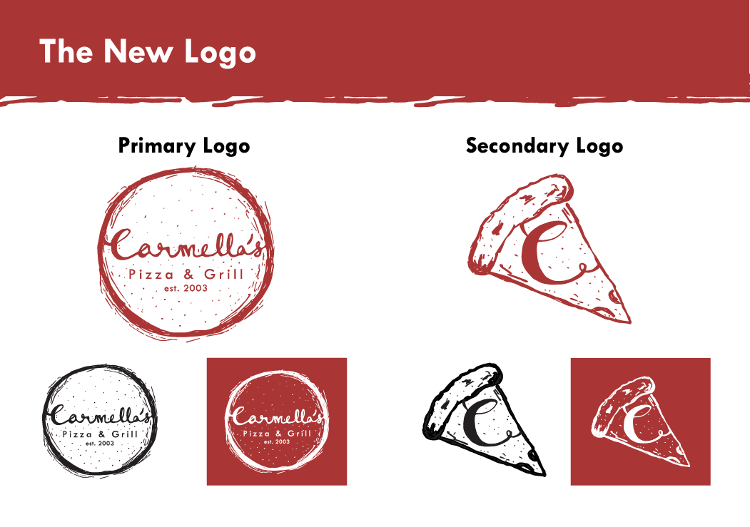 Compliation of my Carmellas Redesigned brand board