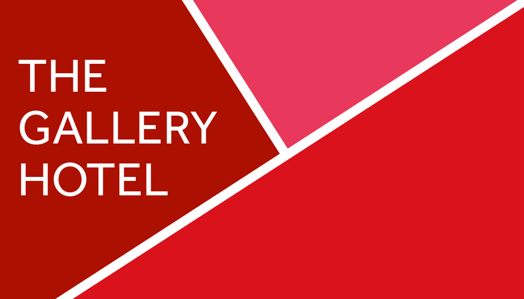 Image of The Gallery Hotel's designed red business cards.